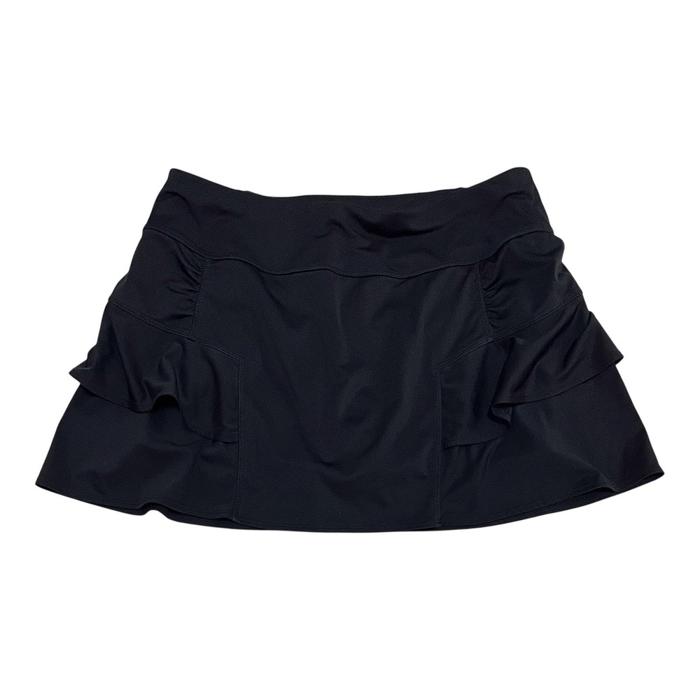 ATHLETA Sweetness Black Ruffled Tennis Skort Skirt Ball Pocket Women's Small
